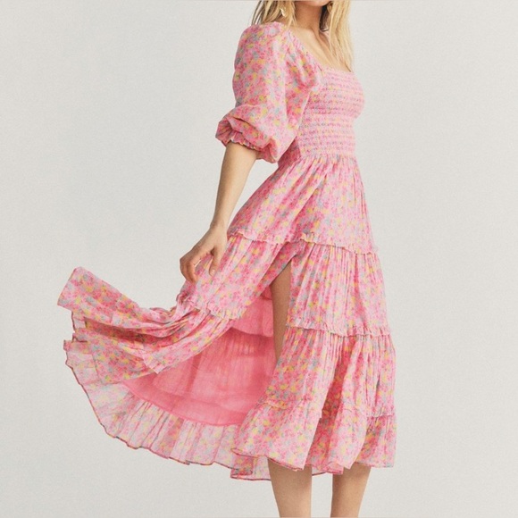 LoveShackFancy Dresses & Skirts - Love ShackFancy Capri Melon Punch Midi Dress S